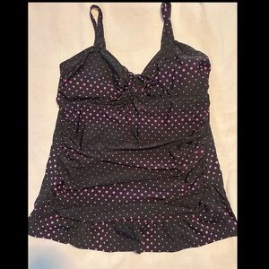 Septangle Women's One Piece Polka Dot Body Shaping Ruffled Hem Swimdress 22W